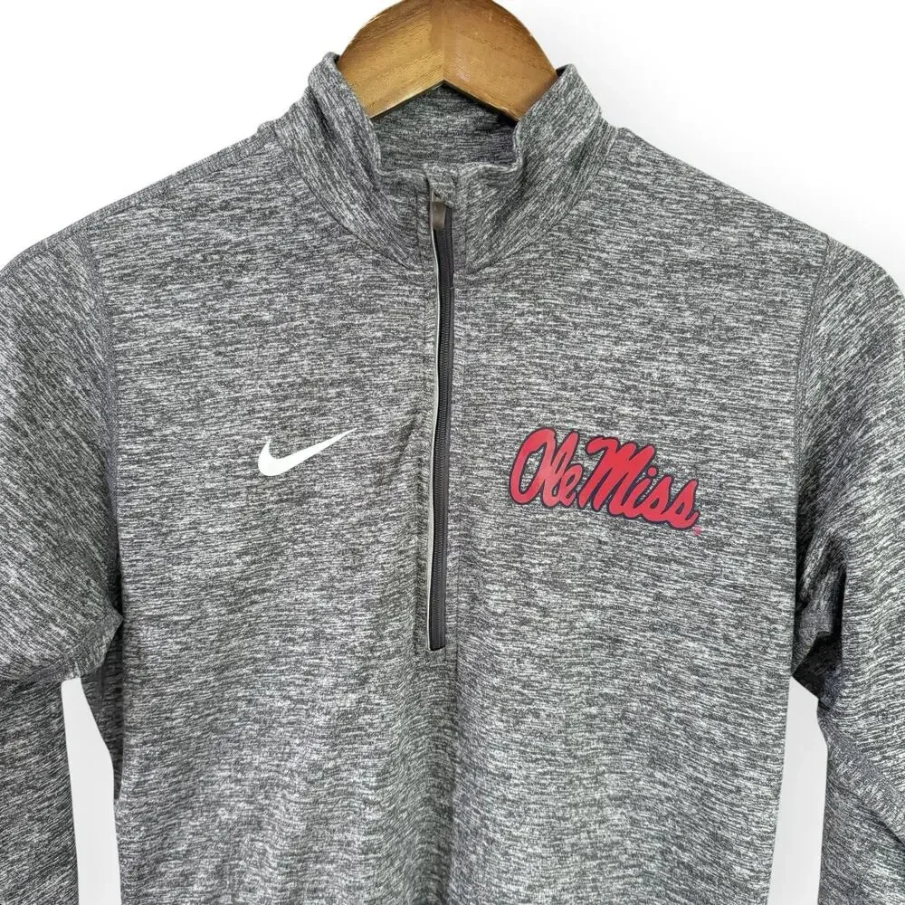 Nike Dri-Fit Ole Miss Quarter Zip Pullover S Gray Long Sleeve Running Athletic